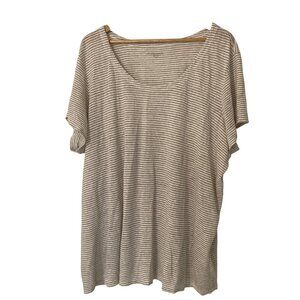 Eileen Fisher Striped Linen Short Sleeved T-Shirt